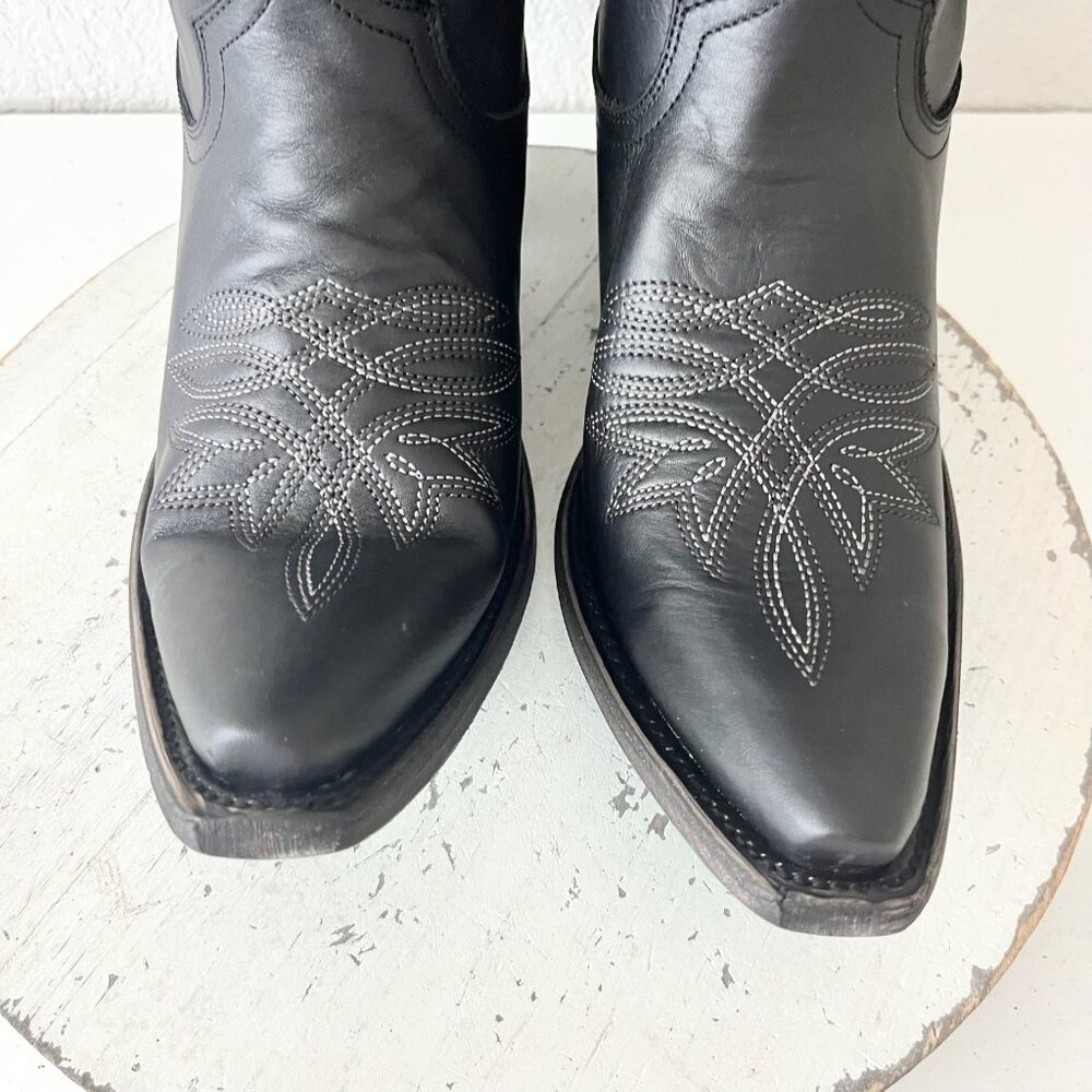 Lane SANDAGA Midi Womens Cowboy Boots 10 Cowgirl Western Wear Black Mid Calf - Picture 6 of 11